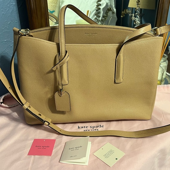 OFFERS OPEN! Kate Spade Beige Cream Tote Bag for laptop or work or personal - Picture 4 of 16
